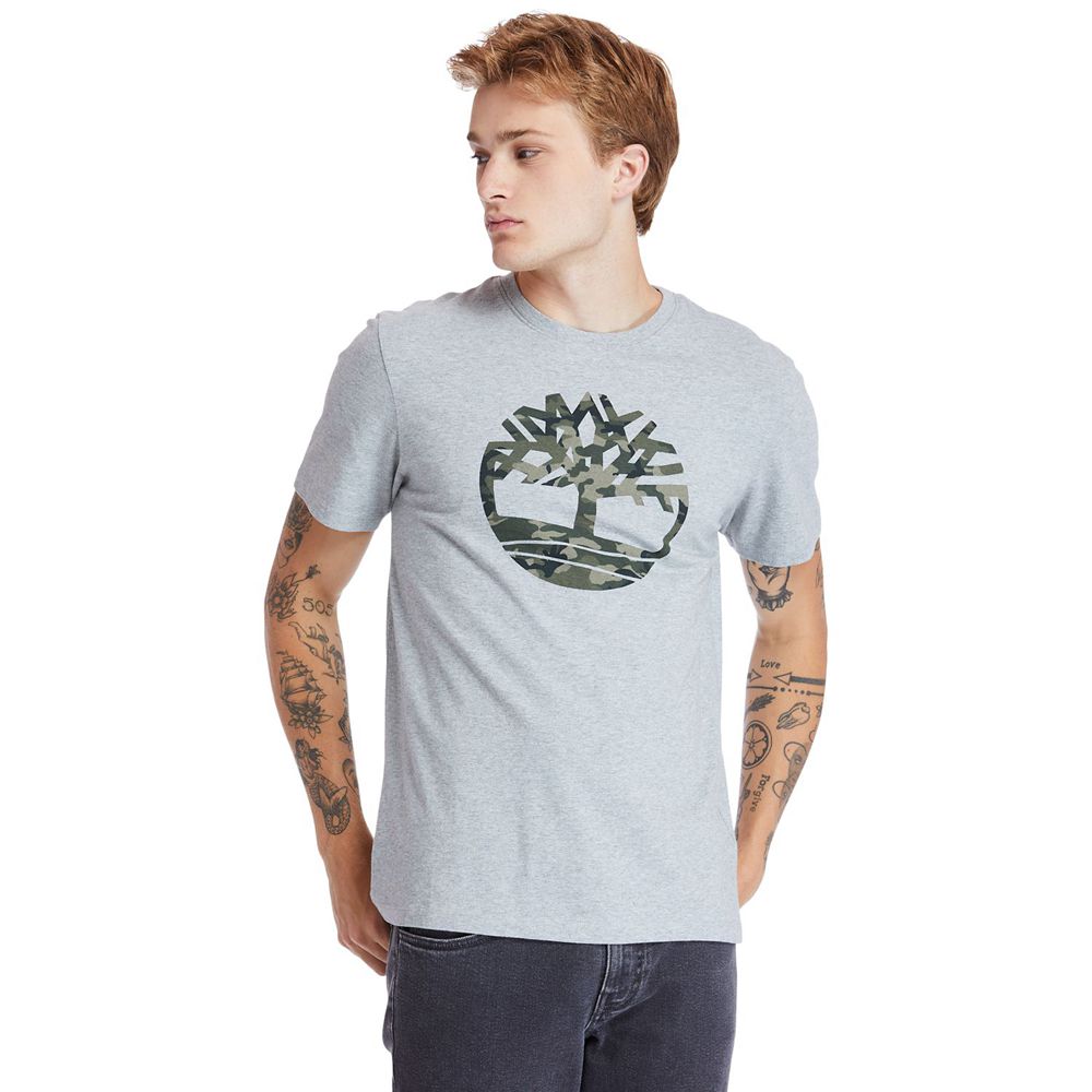 Timberland Mens T-Shirts Kennebec River Tree-Logo - Grey - India PT9627831